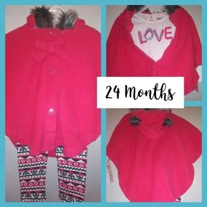 Little Lass NWT Faux Fur Pink 3 piece set 24 mos